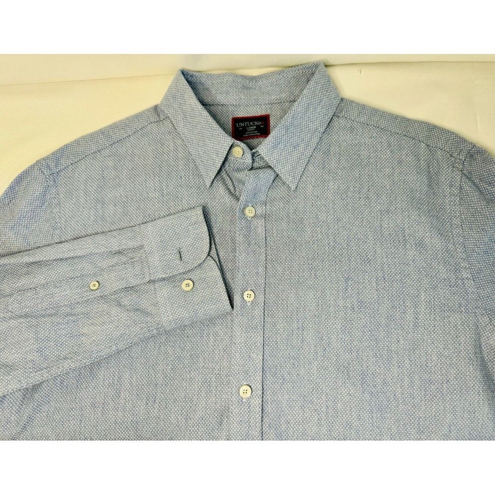 UNTUCKit Men's Large Slim Fit Blue Long Sleeve Button‎ Down Shirt